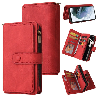 Skin Feel PU + TPU Horizontal Flip Leather Case with Holder & 15 Cards Slot & Wallet & Zipper Pocket & Lanyard, For Samsung Galaxy S20+, For Samsung Galaxy S20 Ultra, For Samsung Galaxy S21 5G, For Samsung Galaxy S21 FE 5G, For Samsung Galaxy S21 Ultra...