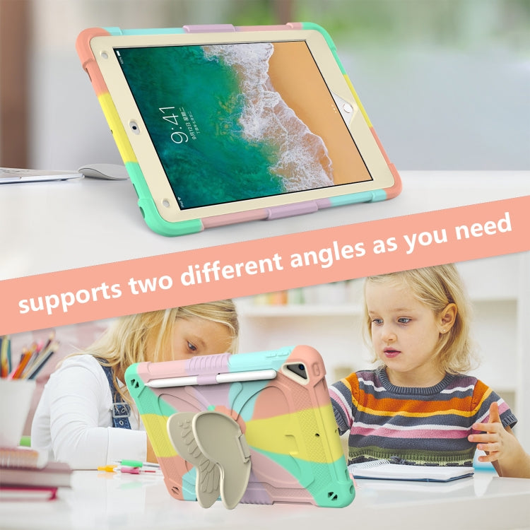 Beige PC + Silicone Anti-drop Protective Case with Butterfly Shape Holder & Pen Slot, For iPad 9.7 2018 & 2017 / Pro 9.7 inch / Air 2 / 6, For iPad 10.2 2021 & 2020 & 2019 / Air 3 10.5 inch, For iPad 10.2 2020 & 2019 / Air 3 10.5 inch                  ...