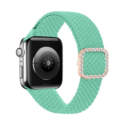 Adjustable Nylon Braided Elasticity Diamond Buckle Replacement Strap Watchband For Apple Watch Series, 7 & 6 & SE & 5 & 4 40mm/3 & 2 & 1 38mm, 7 & 6 & SE & 5 & 4 44mm/3 & 2 & 1 42mm