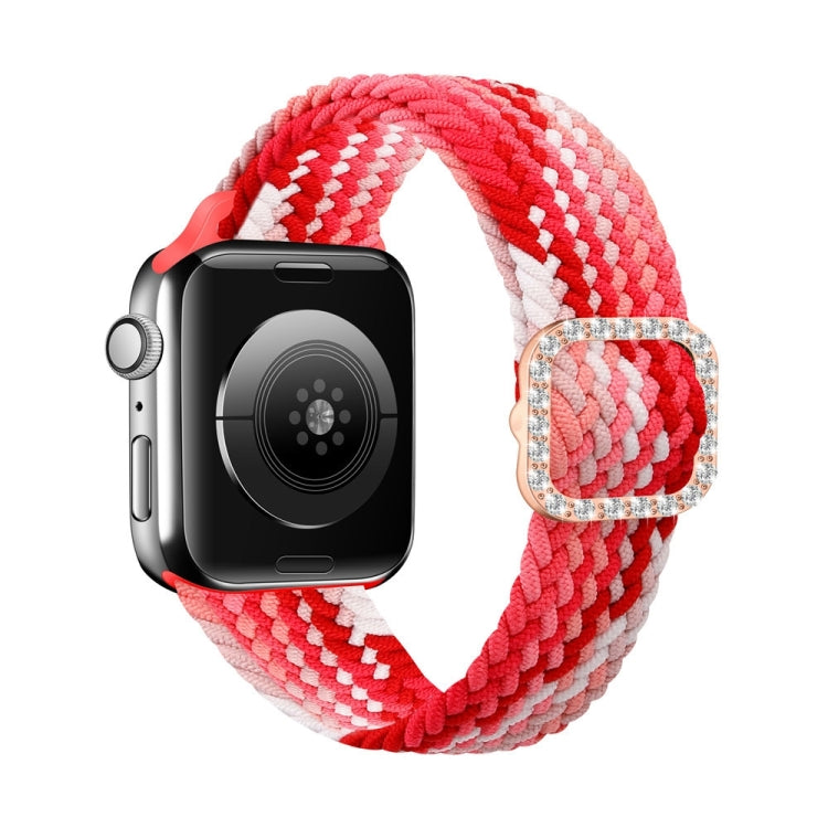 Adjustable Nylon Braided Elasticity Diamond Buckle Replacement Strap Watchband For Apple Watch Series, 7 & 6 & SE & 5 & 4 40mm/3 & 2 & 1 38mm, 7 & 6 & SE & 5 & 4 44mm/3 & 2 & 1 42mm