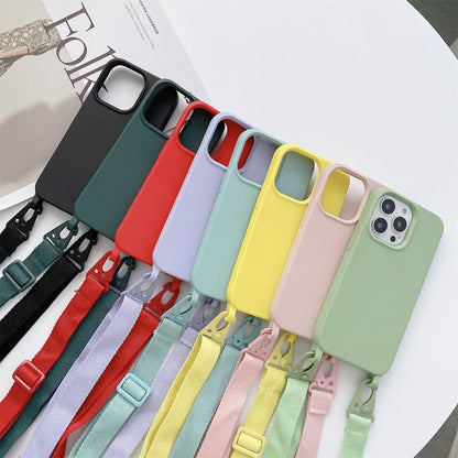 Elastic Silicone Protective Case with Wide Neck Lanyard, For iPhone 13, For iPhone 13 Pro, For iPhone 13 Pro Max, For iPhone 12 / 12 Pro, For iPhone 11, For iPhone 11 Pro, For iPhone 13 mini, For iPhone 12 Pro Max