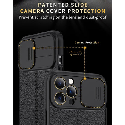 Litchi Texture Sliding Camshield TPU Protective Case, For iPhone 13 mini, For iPhone 13, For iPhone 13 Pro, For iPhone 13 Pro Max