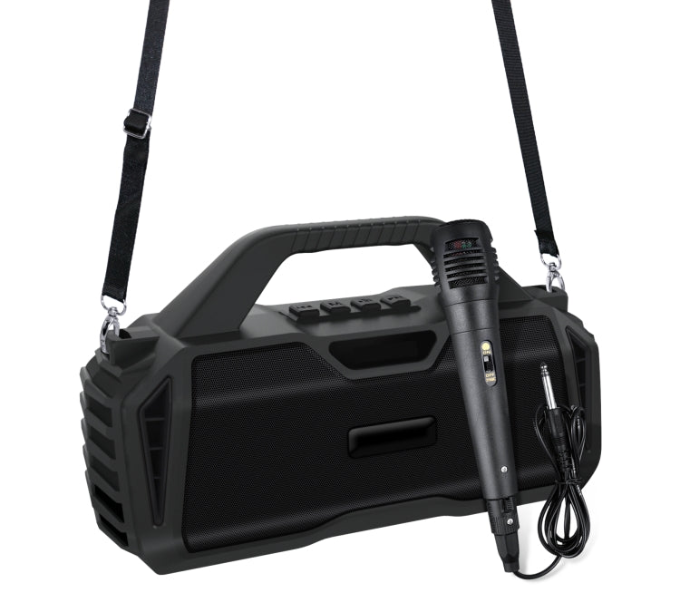 New Rixing NR-6011M Bluetooth 5.0 Portable Outdoor Karaoke Wireless Bluetooth Speaker with Microphone & Shoulder Strap, NR-6011M(Green), NR-6011M(Black), NR-6011M(Red), NR-6011M(Blue)