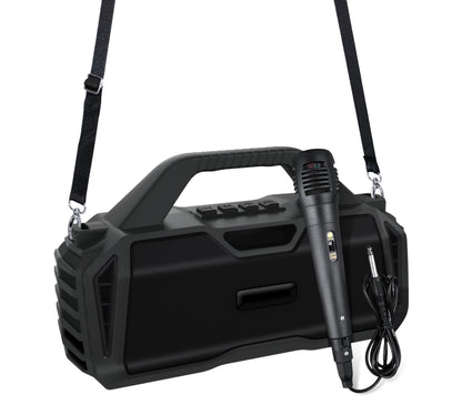 New Rixing NR-6011M Bluetooth 5.0 Portable Outdoor Karaoke Wireless Bluetooth Speaker with Microphone & Shoulder Strap, NR-6011M(Green), NR-6011M(Black), NR-6011M(Red), NR-6011M(Blue)