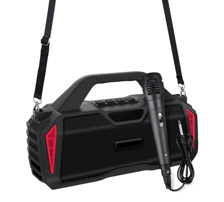 New Rixing NR-6011M Bluetooth 5.0 Portable Outdoor Karaoke Wireless Bluetooth Speaker with Microphone & Shoulder Strap, NR-6011M(Green), NR-6011M(Black), NR-6011M(Red), NR-6011M(Blue)