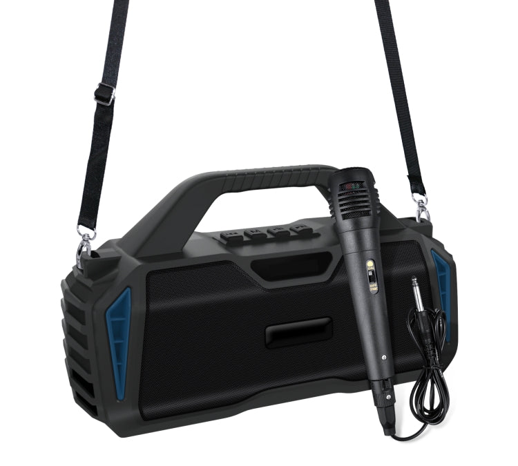 New Rixing NR-6011M Bluetooth 5.0 Portable Outdoor Karaoke Wireless Bluetooth Speaker with Microphone & Shoulder Strap, NR-6011M(Green), NR-6011M(Black), NR-6011M(Red), NR-6011M(Blue)