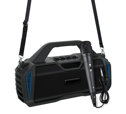 New Rixing NR-6011M Bluetooth 5.0 Portable Outdoor Karaoke Wireless Bluetooth Speaker with Microphone & Shoulder Strap, NR-6011M(Green), NR-6011M(Black), NR-6011M(Red), NR-6011M(Blue)