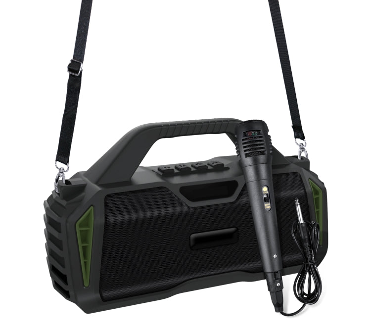 New Rixing NR-6011M Bluetooth 5.0 Portable Outdoor Karaoke Wireless Bluetooth Speaker with Microphone & Shoulder Strap, NR-6011M(Green), NR-6011M(Black), NR-6011M(Red), NR-6011M(Blue)