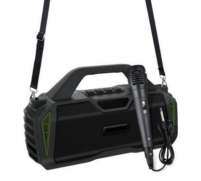 New Rixing NR-6011M Bluetooth 5.0 Portable Outdoor Karaoke Wireless Bluetooth Speaker with Microphone & Shoulder Strap, NR-6011M(Green), NR-6011M(Black), NR-6011M(Red), NR-6011M(Blue)