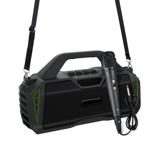 New Rixing NR-6011M Bluetooth 5.0 Portable Outdoor Karaoke Wireless Bluetooth Speaker with Microphone & Shoulder Strap, NR-6011M(Green), NR-6011M(Black), NR-6011M(Red), NR-6011M(Blue)