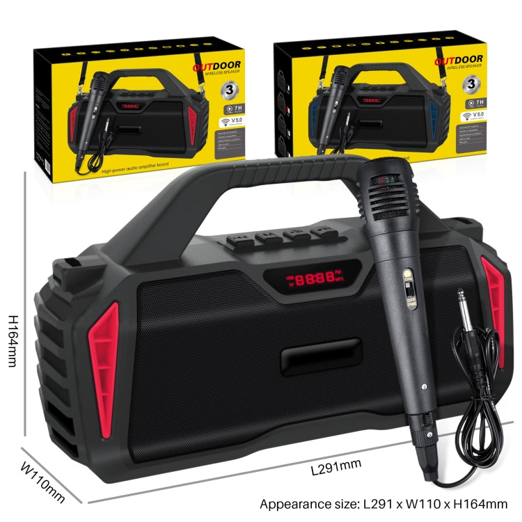 New Rixing NR-6011M Bluetooth 5.0 Portable Outdoor Karaoke Wireless Bluetooth Speaker with Microphone & Shoulder Strap, NR-6011M(Green), NR-6011M(Black), NR-6011M(Red), NR-6011M(Blue)