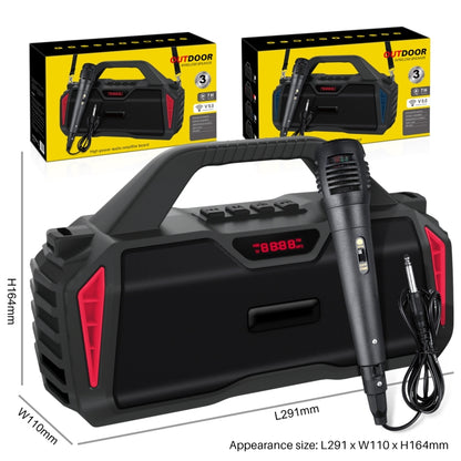 New Rixing NR-6011M Bluetooth 5.0 Portable Outdoor Karaoke Wireless Bluetooth Speaker with Microphone & Shoulder Strap, NR-6011M(Green), NR-6011M(Black), NR-6011M(Red), NR-6011M(Blue)