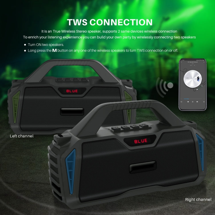 New Rixing NR-6011M Bluetooth 5.0 Portable Outdoor Karaoke Wireless Bluetooth Speaker with Microphone & Shoulder Strap, NR-6011M(Green), NR-6011M(Black), NR-6011M(Red), NR-6011M(Blue)