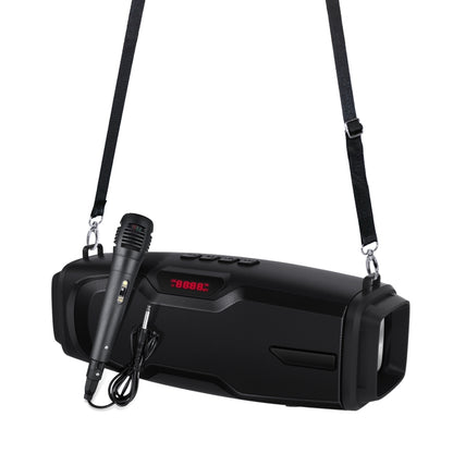 New Rixing NR-6012M Bluetooth 5.0 Portable Outdoor Karaoke Wireless Bluetooth Speaker with Microphone & Shoulder Strap, NR-6012M(Black), NR-6012M(Red), NR-6012M(Blue), NR-6012M(Green)