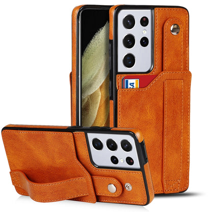 Crazy Horse Texture Shockproof TPU + PU Leather Case with Card Slot & Wrist Strap Holder, For Samsung Galaxy S21 5G, For Samsung Galaxy S21+ 5G, For Samsung Galaxy S21 Ultra 5G, For Samsung Galaxy S21 FE, For Samsung Galaxy S20, For Samsung Galaxy S20+