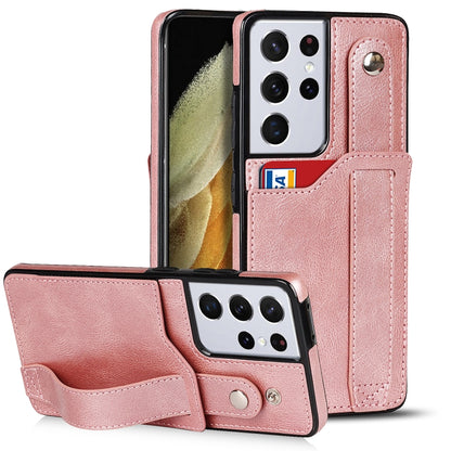 Crazy Horse Texture Shockproof TPU + PU Leather Case with Card Slot & Wrist Strap Holder, For Samsung Galaxy S21 5G, For Samsung Galaxy S21+ 5G, For Samsung Galaxy S21 Ultra 5G, For Samsung Galaxy S21 FE, For Samsung Galaxy S20, For Samsung Galaxy S20+
