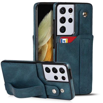 Crazy Horse Texture Shockproof TPU + PU Leather Case with Card Slot & Wrist Strap Holder, For Samsung Galaxy S21 5G, For Samsung Galaxy S21+ 5G, For Samsung Galaxy S21 Ultra 5G, For Samsung Galaxy S21 FE, For Samsung Galaxy S20, For Samsung Galaxy S20+