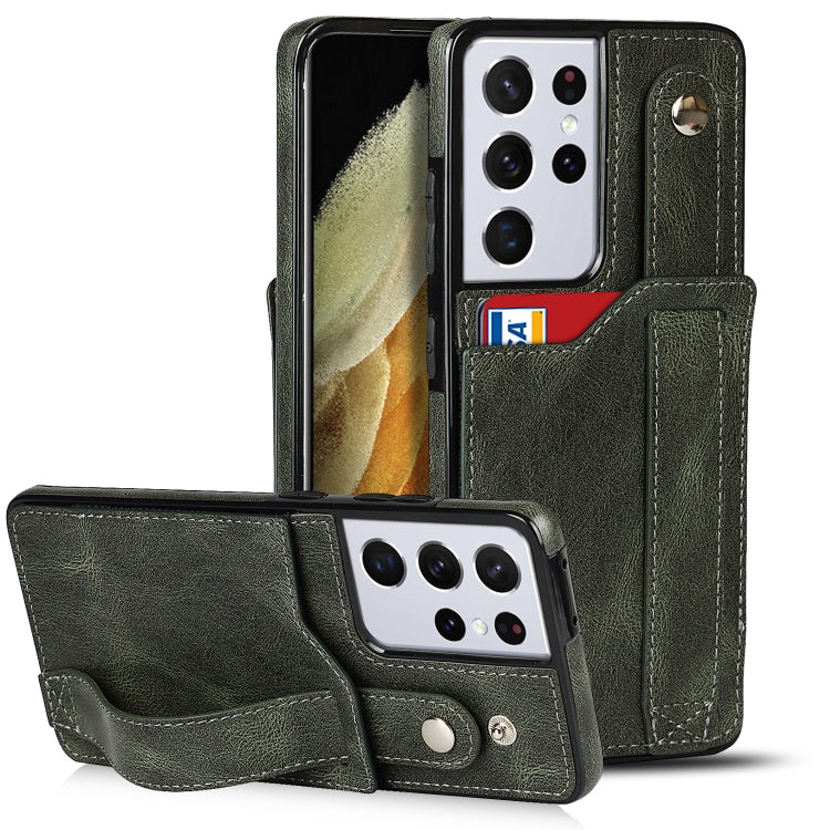 Crazy Horse Texture Shockproof TPU + PU Leather Case with Card Slot & Wrist Strap Holder, For Samsung Galaxy S21 5G, For Samsung Galaxy S21+ 5G, For Samsung Galaxy S21 Ultra 5G, For Samsung Galaxy S21 FE, For Samsung Galaxy S20, For Samsung Galaxy S20+