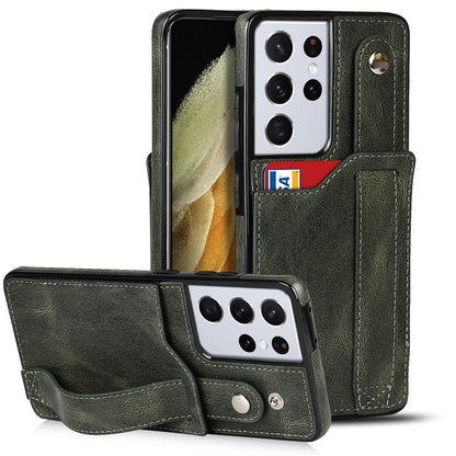 Crazy Horse Texture Shockproof TPU + PU Leather Case with Card Slot & Wrist Strap Holder, For Samsung Galaxy S21 5G, For Samsung Galaxy S21+ 5G, For Samsung Galaxy S21 Ultra 5G, For Samsung Galaxy S21 FE, For Samsung Galaxy S20, For Samsung Galaxy S20+