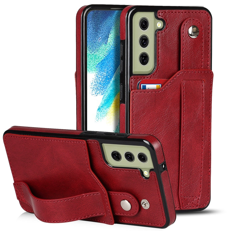 Crazy Horse Texture Shockproof TPU + PU Leather Case with Card Slot & Wrist Strap Holder, For Samsung Galaxy S21 5G, For Samsung Galaxy S21+ 5G, For Samsung Galaxy S21 Ultra 5G, For Samsung Galaxy S21 FE, For Samsung Galaxy S20, For Samsung Galaxy S20+