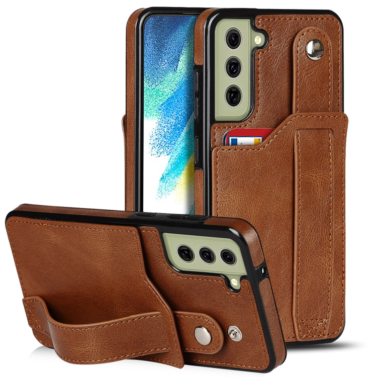 Crazy Horse Texture Shockproof TPU + PU Leather Case with Card Slot & Wrist Strap Holder, For Samsung Galaxy S21 5G, For Samsung Galaxy S21+ 5G, For Samsung Galaxy S21 Ultra 5G, For Samsung Galaxy S21 FE, For Samsung Galaxy S20, For Samsung Galaxy S20+