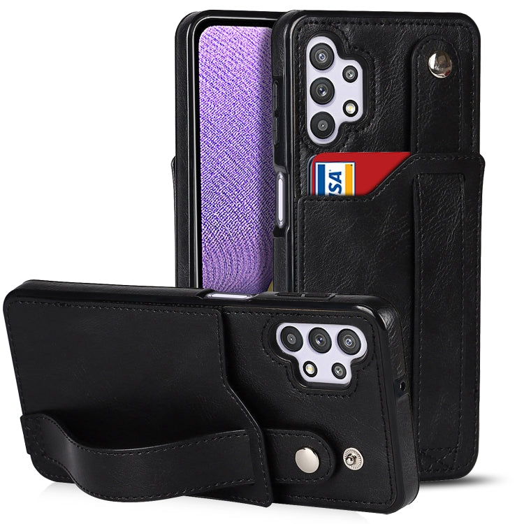 Crazy Horse Texture Shockproof TPU + PU Leather Case with Card Slot & Wrist Strap Holder, For Samsung Galaxy A32 5G, For Samsung Galaxy A22 5G