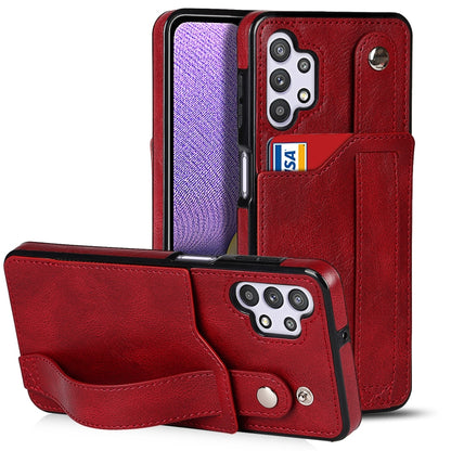 Crazy Horse Texture Shockproof TPU + PU Leather Case with Card Slot & Wrist Strap Holder, For Samsung Galaxy A32 5G, For Samsung Galaxy A22 5G