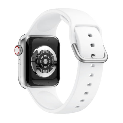 Single-color Silicone Buckle Replacement Strap Watchband For Apple Watch Series, 7 41mm / 6 & SE & 5 & 4 40mm / 3 & 2 & 1 38mm, 7 45mm / 6 & SE & 5 & 4 44mm / 3 & 2 & 1 42mm