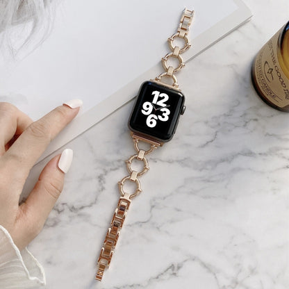 O-shaped Chain Metal Replacement Strap Watchband For Apple Watch Series, 7 41mm/6&SE&5&4 40mm/3&2&1 38mm, 7 45mm/6&SE&5&4 44mm/3&2&1 42mm