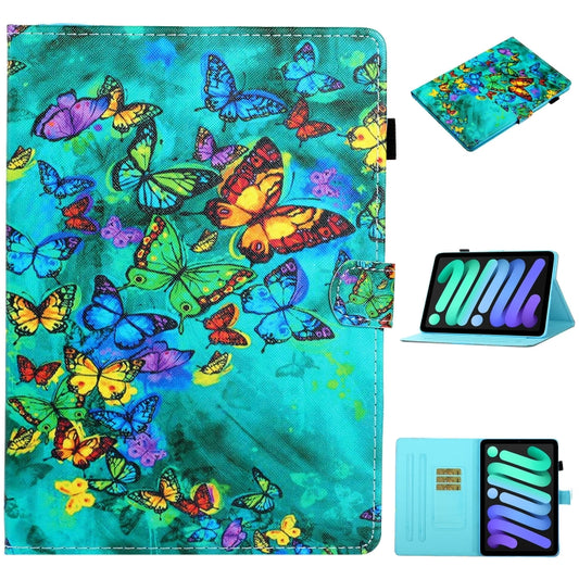 Coloured Drawing Horizontal Flip Leather Case with Holder & Card Slot & Sleep / Wake-up Function, For iPad mini 2024 / mini 6