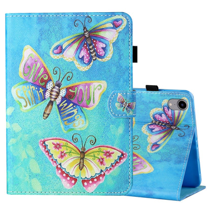 Coloured Drawing Stitching Horizontal Flip Leather Case with Holder & Card Slot & Sleep / Wake-up Function, For iPad mini 2024 / mini 6