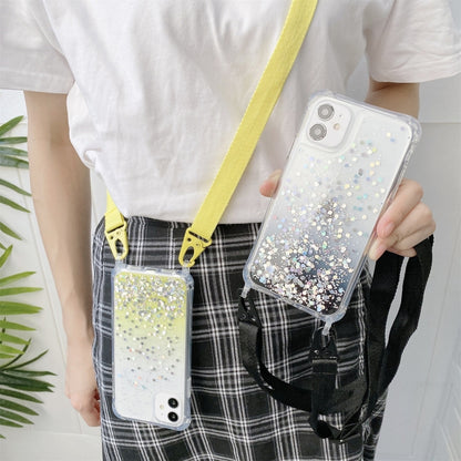 Gradient Glitter Powder Epoxy TPU Thickened Acrylic Shockproof Case with Wide Neck Lanyard, For iPhone 13 mini, For iPhone 13, For iPhone 13 Pro, For iPhone 13 Pro Max, For iPhone 12 mini, For iPhone 12 / 12 Pro, For iPhone 12 Pro Max, For iPhone 11   ...