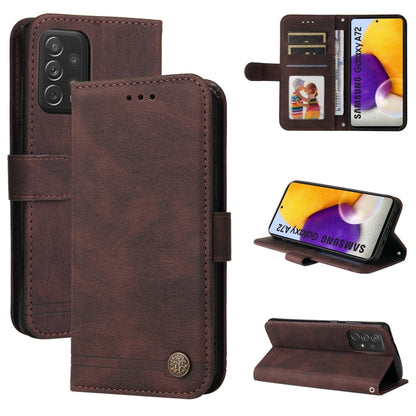 Skin Feel Life Tree Metal Button Horizontal Flip Leather Case with Holder & Card Slot & Wallet & Photo Frame & Strap, For Samsung Galaxy A72 5G / 4G