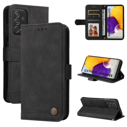 Skin Feel Life Tree Metal Button Horizontal Flip Leather Case with Holder & Card Slot & Wallet & Photo Frame & Strap, For Samsung Galaxy A72 5G / 4G