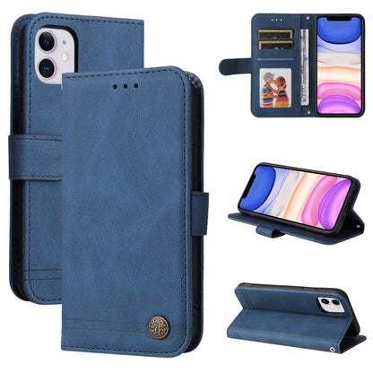 Skin Feel Life Tree Metal Button Horizontal Flip Leather Case with Holder & Card Slot & Wallet & Photo Frame & Strap, For iPhone 13 mini, For iPhone 13, For iPhone 13 Pro, For iPhone 13 Pro Max, For iPhone 12 mini, For iPhone 12 / 12 Pro               ...