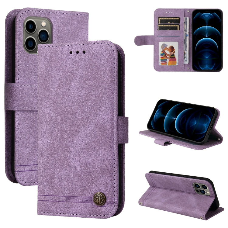 Skin Feel Life Tree Metal Button Horizontal Flip Leather Case with Holder & Card Slot & Wallet & Photo Frame & Strap, For iPhone 13 mini, For iPhone 13, For iPhone 13 Pro, For iPhone 13 Pro Max, For iPhone 12 mini, For iPhone 12 / 12 Pro               ...
