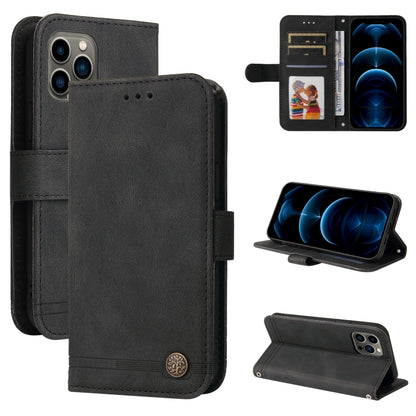 Skin Feel Life Tree Metal Button Horizontal Flip Leather Case with Holder & Card Slot & Wallet & Photo Frame & Strap, For iPhone 13 mini, For iPhone 13, For iPhone 13 Pro, For iPhone 13 Pro Max, For iPhone 12 mini, For iPhone 12 / 12 Pro               ...