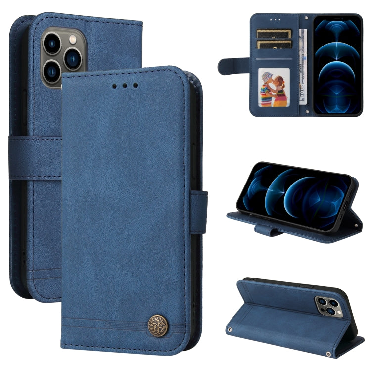 Skin Feel Life Tree Metal Button Horizontal Flip Leather Case with Holder & Card Slot & Wallet & Photo Frame & Strap, For iPhone 13 mini, For iPhone 13, For iPhone 13 Pro, For iPhone 13 Pro Max, For iPhone 12 mini, For iPhone 12 / 12 Pro               ...