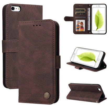 Skin Feel Life Tree Metal Button Horizontal Flip Leather Case with Holder & Card Slot & Wallet & Photo Frame & Strap, For iPhone 11 Pro Max, For iPhone SE 2022 / SE 2020 / 8 / 7, For iPhone 8 Plus / 7 Plus, For iPhone 6 / 6s, For iPhone 6 Plus / 6s Plus