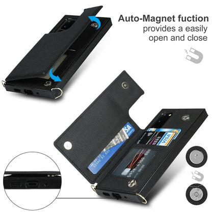 Cross-body Square Double Buckle Flip Card Bag TPU+PU Case with Card Slots & Wallet & Photo & Strap, For Samsung Galaxy Note20, For Samsung Galaxy Note20 Ultra, For Samsung Galaxy S20, For Samsung Galaxy S20 Ultra, For Samsung Galaxy S20 FE             ...