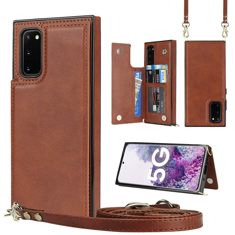 Cross-body Square Double Buckle Flip Card Bag TPU+PU Case with Card Slots & Wallet & Photo & Strap, For Samsung Galaxy Note20, For Samsung Galaxy Note20 Ultra, For Samsung Galaxy S20, For Samsung Galaxy S20 Ultra, For Samsung Galaxy S20 FE             ...