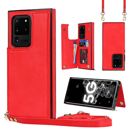 Cross-body Square Double Buckle Flip Card Bag TPU+PU Case with Card Slots & Wallet & Photo & Strap, For Samsung Galaxy Note20, For Samsung Galaxy Note20 Ultra, For Samsung Galaxy S20, For Samsung Galaxy S20 Ultra, For Samsung Galaxy S20 FE             ...