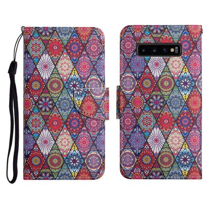 Painted Pattern Horizontal Flip Leather Case with Holder & Card Slot & Wallet, For Samsung Galaxy S10, For Samsung Galaxy S10+