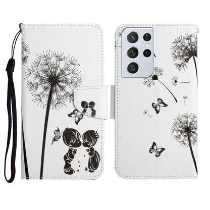 Painted Pattern Horizontal Flip Leather Case with Holder & Card Slot & Wallet, For Samsung Galaxy S21 Ultra 5G