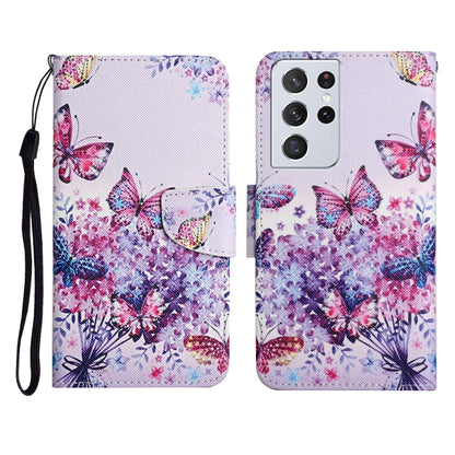 Painted Pattern Horizontal Flip Leather Case with Holder & Card Slot & Wallet, For Samsung Galaxy S21 Ultra 5G