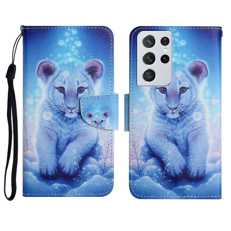 Painted Pattern Horizontal Flip Leather Case with Holder & Card Slot & Wallet, For Samsung Galaxy S21 Ultra 5G