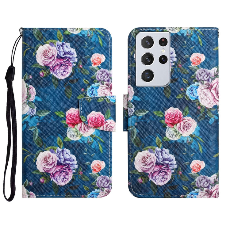 Painted Pattern Horizontal Flip Leather Case with Holder & Card Slot & Wallet, For Samsung Galaxy S21 Ultra 5G