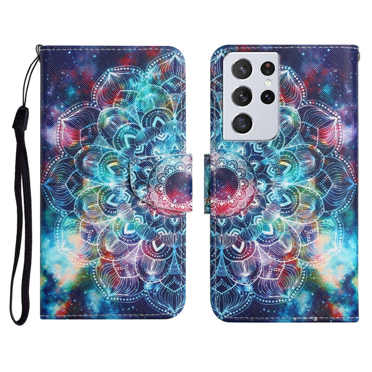Painted Pattern Horizontal Flip Leather Case with Holder & Card Slot & Wallet, For Samsung Galaxy S21 Ultra 5G