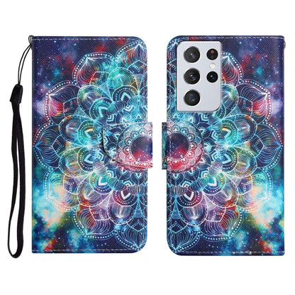 Painted Pattern Horizontal Flip Leather Case with Holder & Card Slot & Wallet, For Samsung Galaxy S21 Ultra 5G