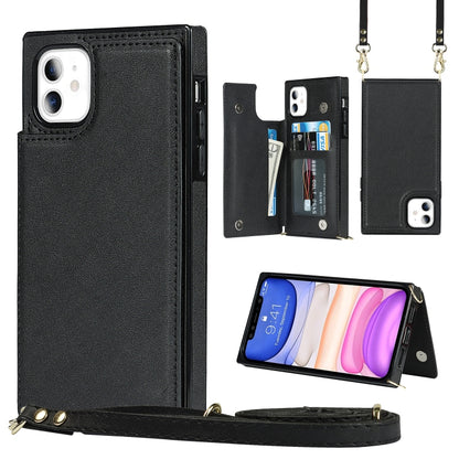 Cross-body Square Double Buckle Flip Card Bag TPU+PU Case with Card Slots & Wallet & Photo & Strap, For iPhone 8 Plus / 7 Plus, For iPhone SE 2022 / SE 2020 / 8 / 7, For iPhone 11, For iPhone 11 Pro, For iPhone 11 Pro Max, For iPhone 12 mini           ...